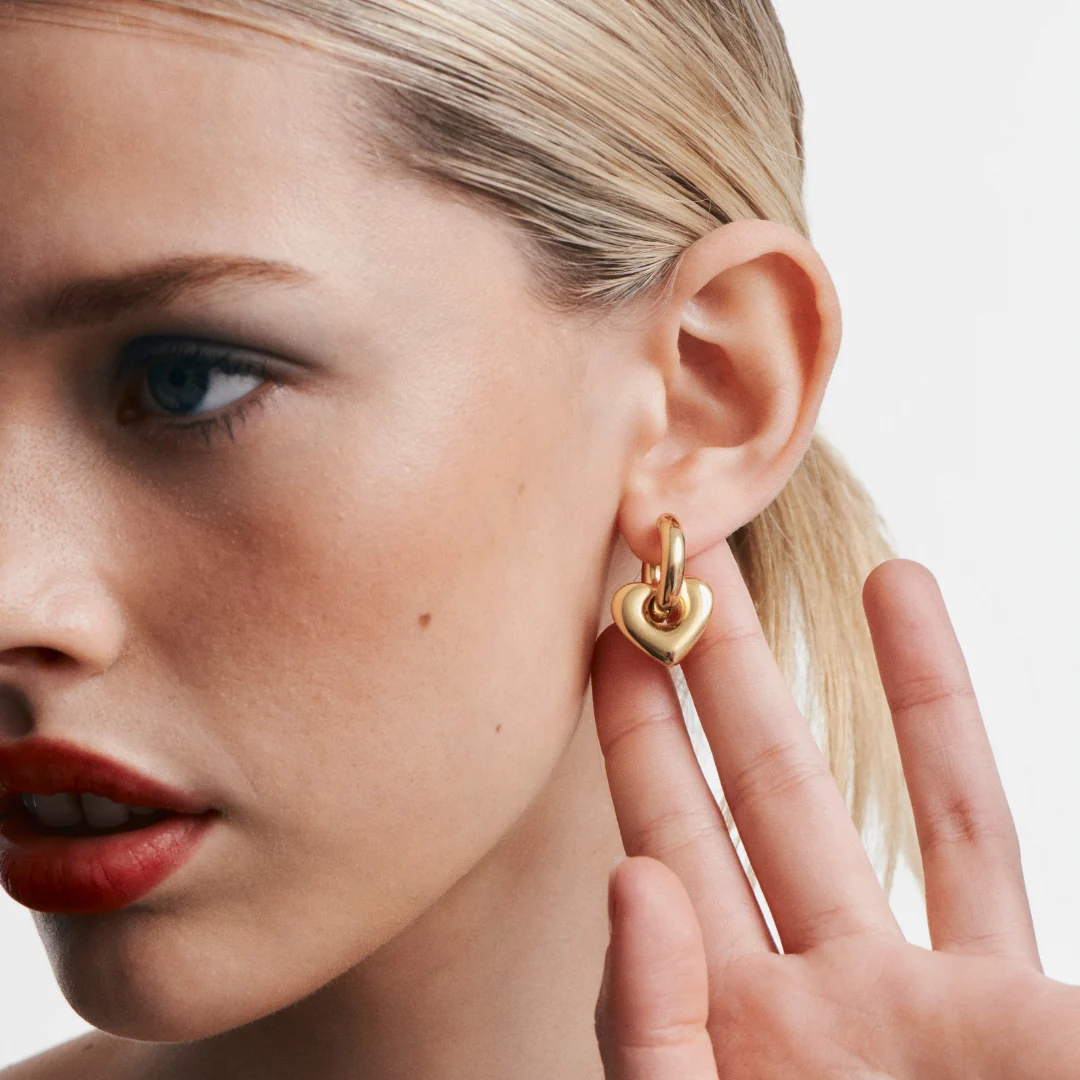 Lisa Puffy Heart Earrings (Gold) - Image 4