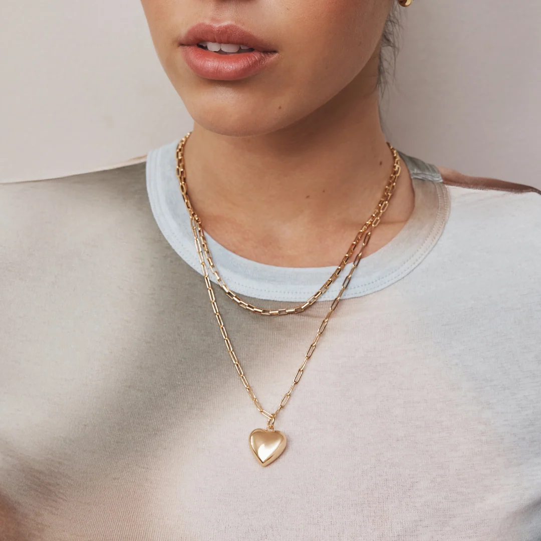 Ella Puffy Heart Necklace (Gold) - Image 6