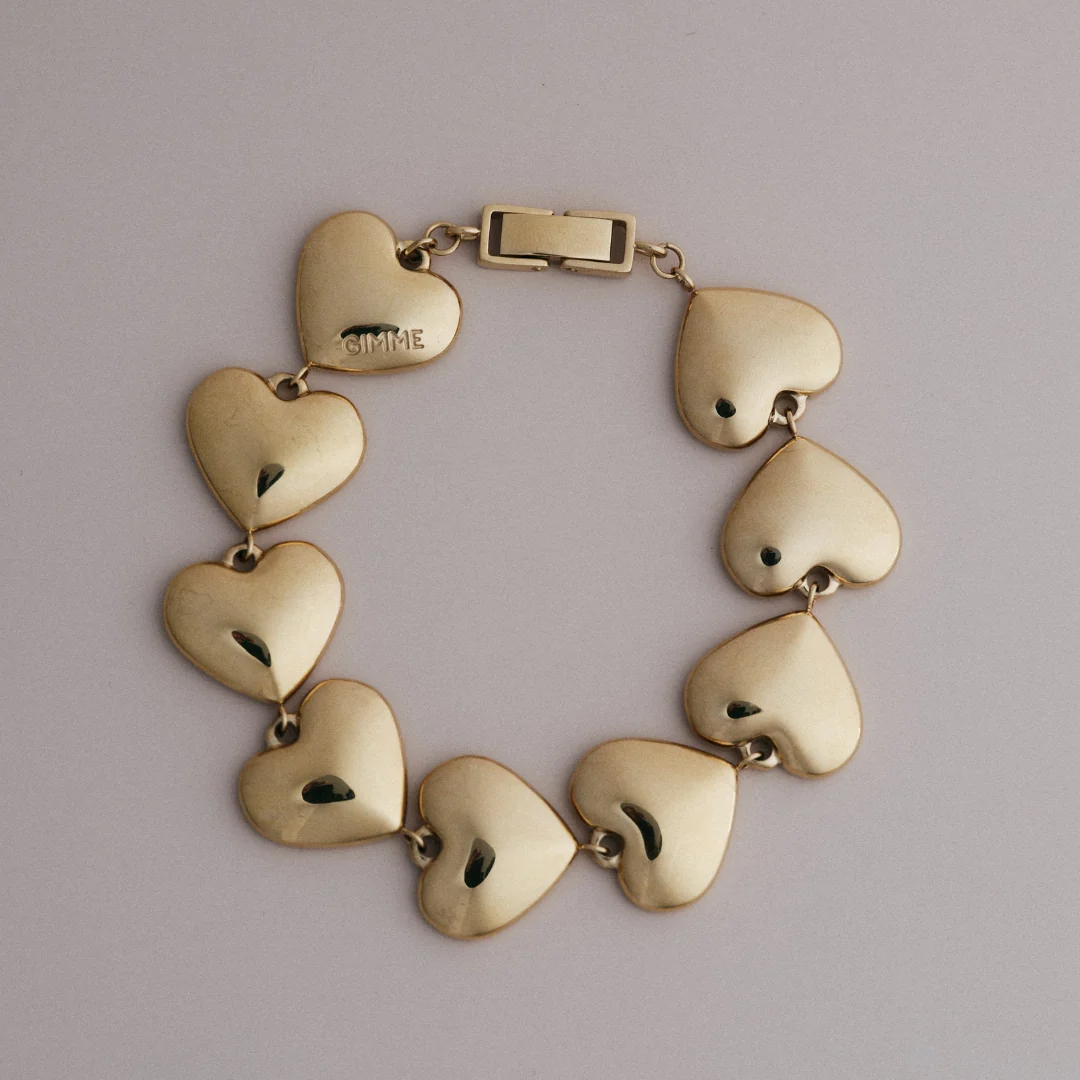 Lisa Puffy Heart Bracelet (Gold & Silver) - Image 5