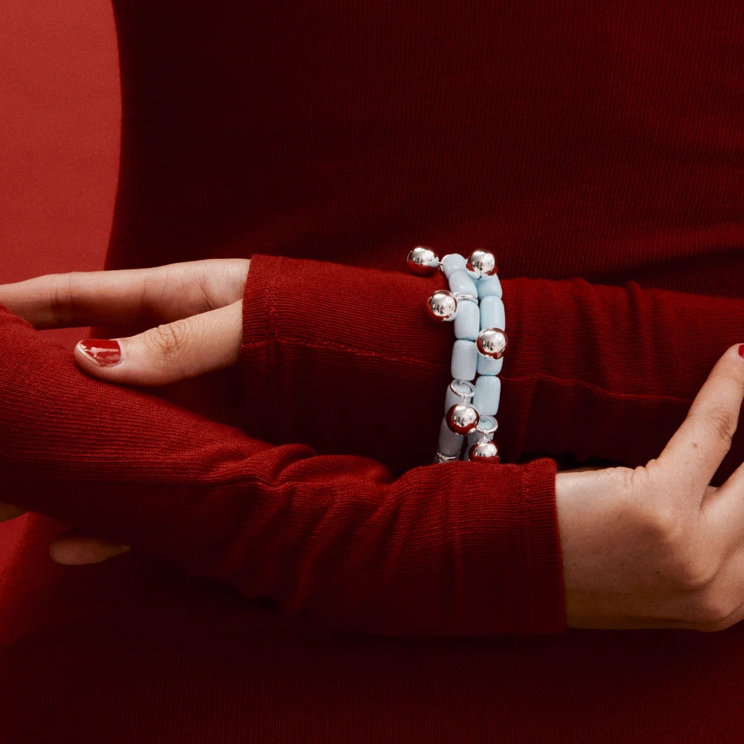 Resin Bracelet - Sky Blue/Silver - Image 4