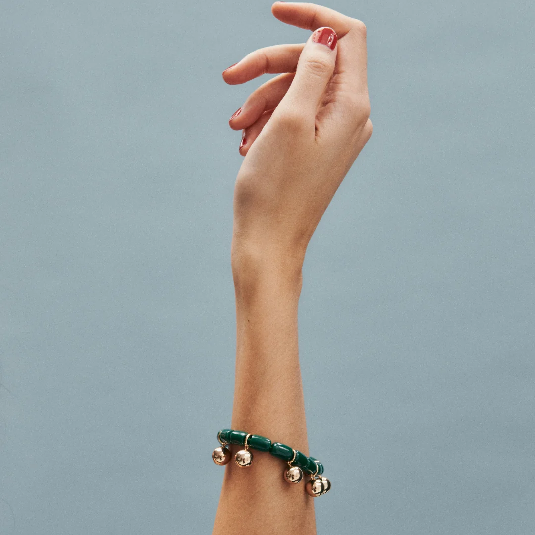 Resin Bracelet - Forest Green/Gold - Image 4