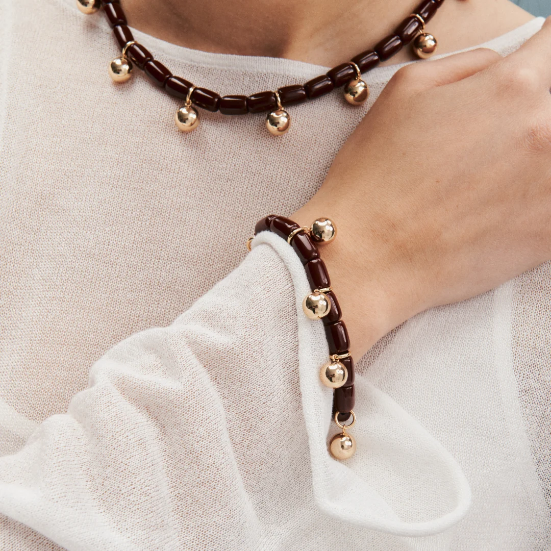 Resin Bracelet - Burgundy/Gold - Image 4