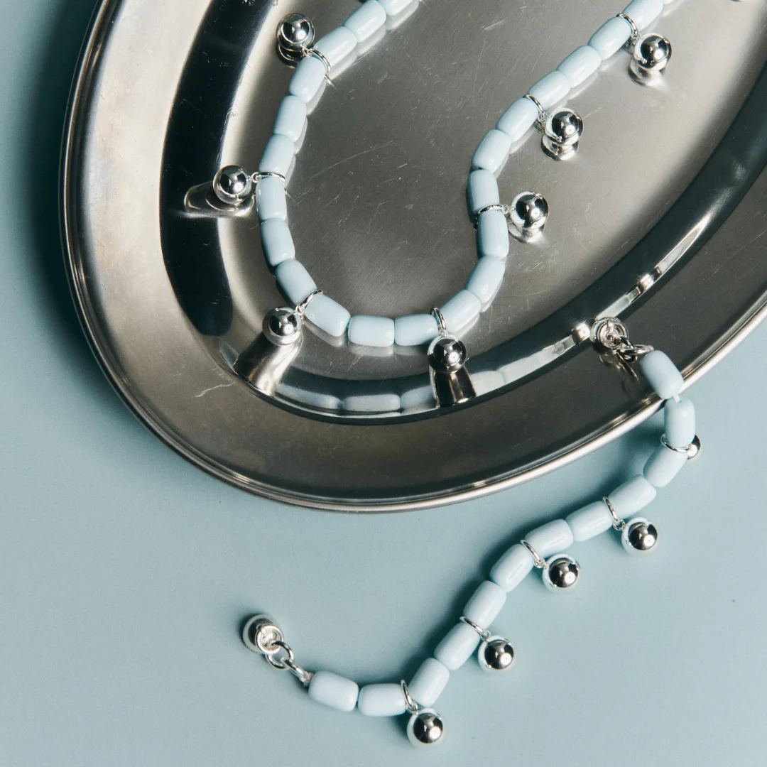 Resin Necklace - Sky Blue/Silver - Image 5